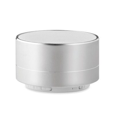 Altavoz de aluminio con micrófono y luz ambiental Plata Mate