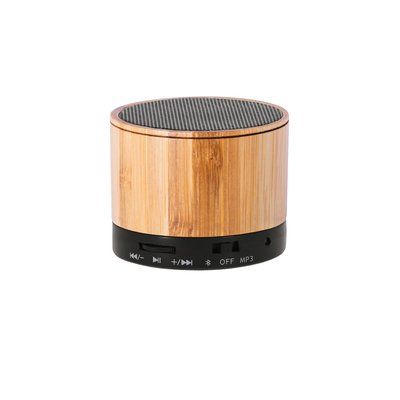 Altavoz con cuerpo en bambú con ranura para mini SD Neg