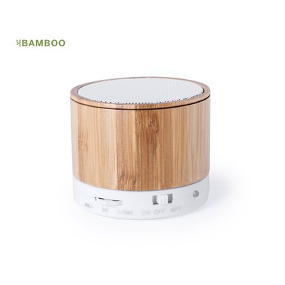 Altavoz con cuerpo en bambú con ranura para mini SD