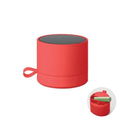 Altavoz inalámbrico 3W metal acabado goma Rojo