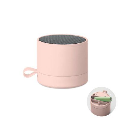 Altavoz inalámbrico 3W metal acabado goma Rosa Bebé