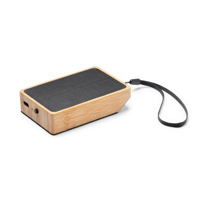 Altavoz inalámbrico de bambú con carga solar