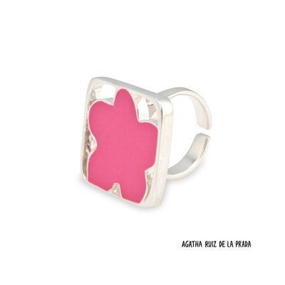 Anillo Ajustable Ágatha R.P. Flor Fucsia