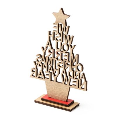 Árbol navideño de madera con mensaje