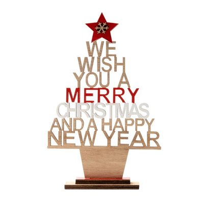 Árbol navideño de madera con mensaje