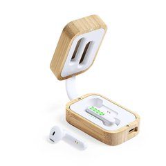 Auriculares Táctiles en Estuche Bambú | En el auricular izquierdo | 20 x 4