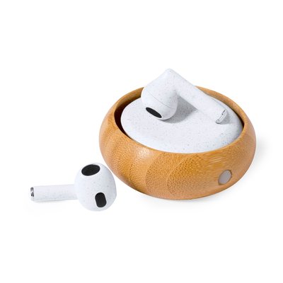 Auriculares Bluetooth con Estuche Bambú/Trigo