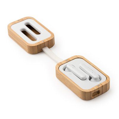 Auriculares inalámbricos con estuche de bambú