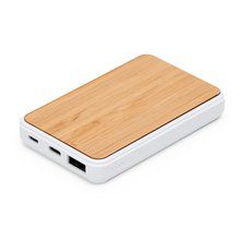 Batería externa 5000 mAh con superficie de bambú Crudo Talla Única Adulto