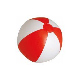 Balón de playa personalizado opaco Ø 28 cm Blanco / Rojo
