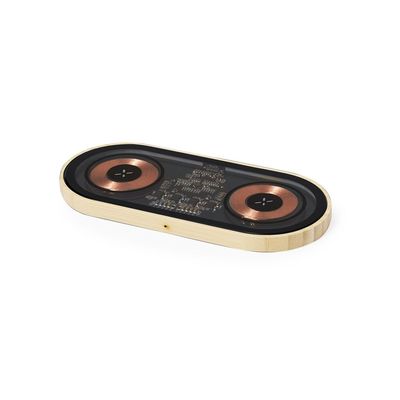Base Cargador Qi 15W Transparente/Bambú