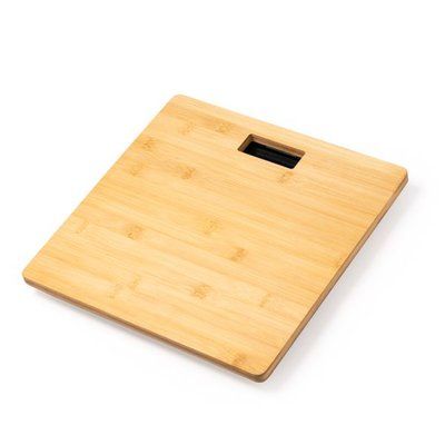 Báscula de bambú con función peso y temperatura