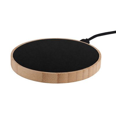 Base de carga en bambú retroiluminada Negro