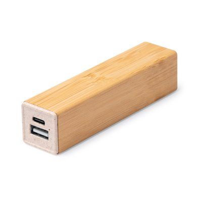 Batería externa de bambú con 2200 mAh