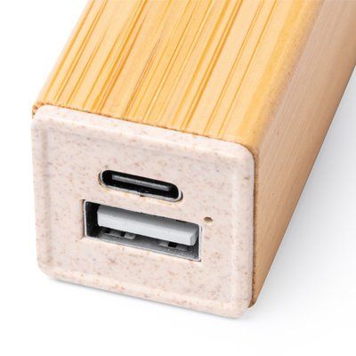 Batería externa de bambú con 2200 mAh