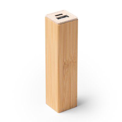 Batería externa de bambú con 2200 mAh