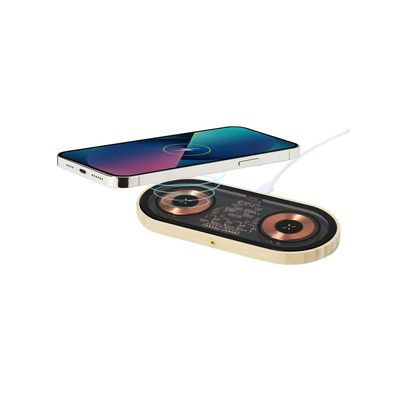 Base Cargador Qi 15W Transparente/Bambú