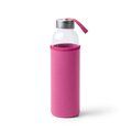 Bidón de cristal 500 ml con funda Fucsia