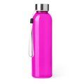 Bidón de cristal 500ml con cinta para transportar Fucsia