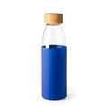 Bidón de cristal con funda y tapón de bambú