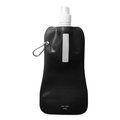 Bidón flexible de plástico sin BPA con mosquetón y ventana (400 ml) Negro