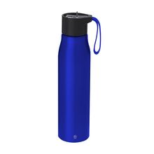 Bidón 700 ml con correa y dosificador de pajita Azul