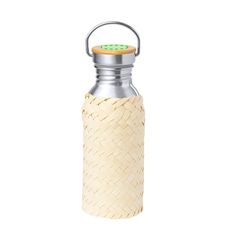 Bidón Acero Inox. 600ml y Bambú | Tapón Centrado | 40 x 40