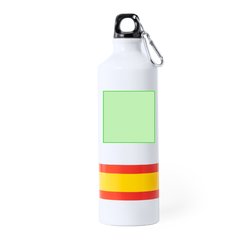 Bidón Blanco con Bandera España 800ml | En el frontal | 70 x 70
