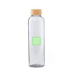 Bidón de Cristal 500ml con tapón Bambú | En el frontal | 30 x 30