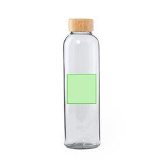 Bidón de Cristal 500ml con tapón Bambú | En el frontal | 50 x 50