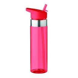 Bidón personalizado de tritán sin BPA con pajita (700 ml) Rojo