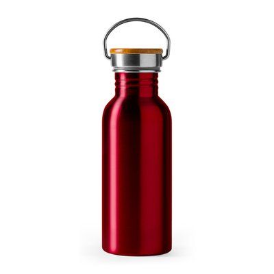 Bidón de acero y bambú para sublimación Rojo Talla Única Adulto