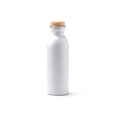 Bidón de acero reciclado con tapón de bambú Blanco