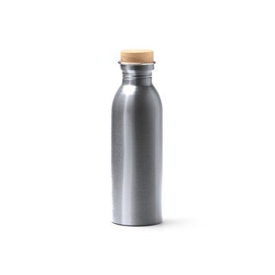 Bidón de acero reciclado con tapón de bambú Plata