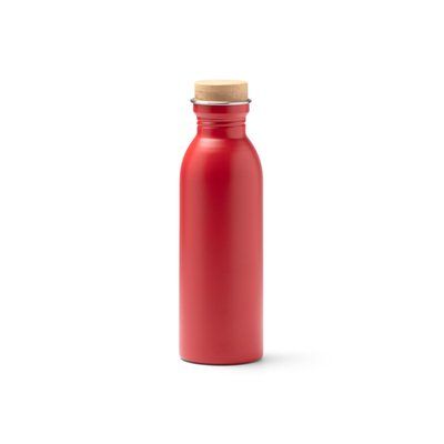 Bidón de acero reciclado con tapón de bambú Rojo