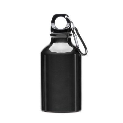 Bidón aluminio 330 ml mosquetón de color a juego Negro