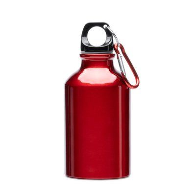 Bidón aluminio 330 ml mosquetón de color a juego Rojo