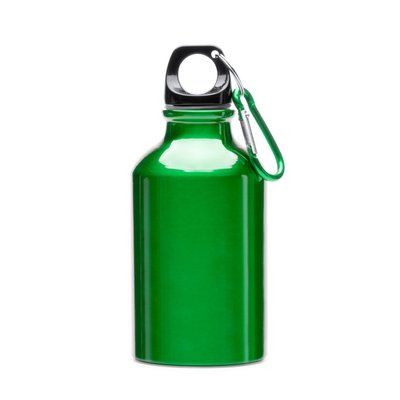 Bidón aluminio 330 ml mosquetón de color a juego Verde Helecho
