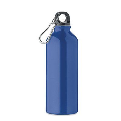 Bidón Aluminio 500ml con Mosquetón Azul