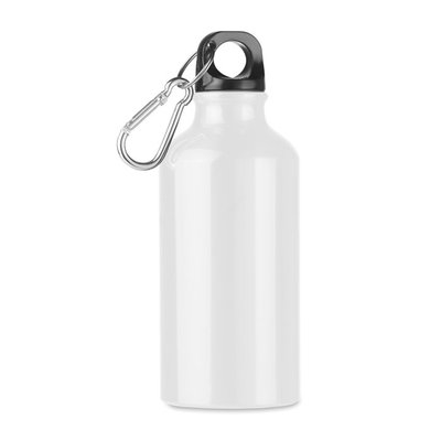 Bidón de aluminio con mosquetón (400ml) Blanco