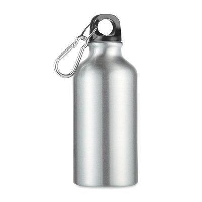 Bidón de aluminio con mosquetón (400ml) Plata Mate