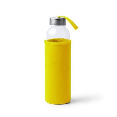 Bidón de cristal 500 ml con funda Amarillo