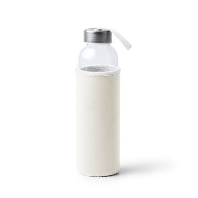 Bidón de cristal 500 ml con funda Blanco