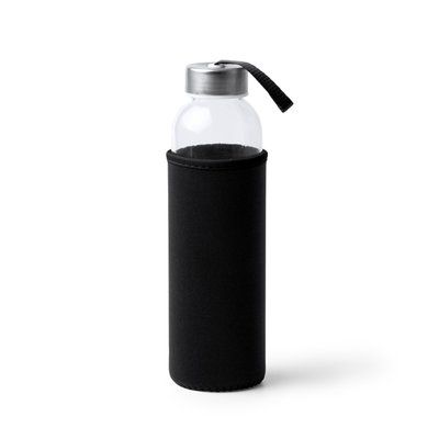 Bidón de cristal 500 ml con funda Negro