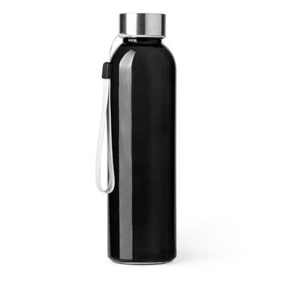 Bidón de cristal 500ml con cinta para transportar Negro