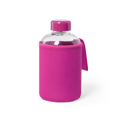 Bidón Cristal 600ml con Funda Soft Shell Fucsi