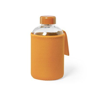 Bidón Cristal 600ml con Funda Soft Shell Naranja