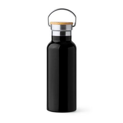 Bidón doble pared con tapa de bambú Negro Talla Única Adulto