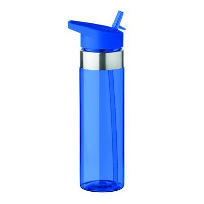 Bidón personalizado de tritán sin BPA con pajita (700 ml) Azul