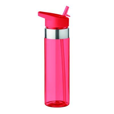 Bidón personalizado de tritán sin BPA con pajita (700 ml) Rojo